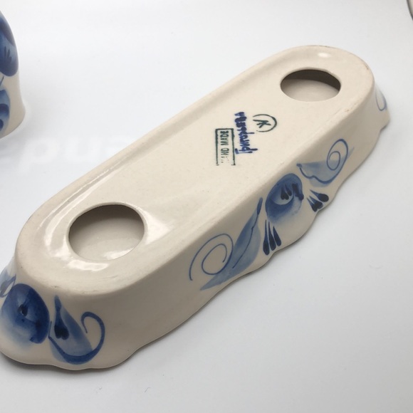 Matryoshka Salt Pepper Condiment Dish Tray Russian Traditional Blue White. VTG - Picture 4 of 9